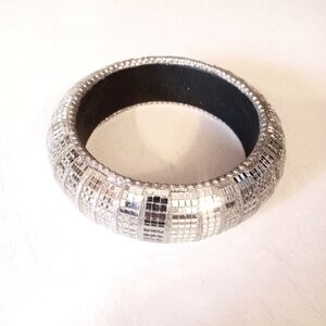 Chunky Sparkle Silver Tone Rhinestone Bangle Bracelet Fashion